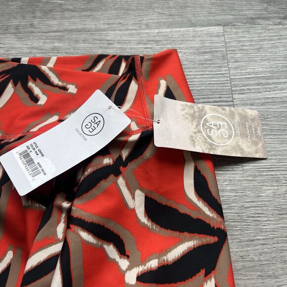 Sage Collective Crop Top Biker Shorts Set Women's  Red Palm Print NWT $115 SMALL - Picture 9 of 11